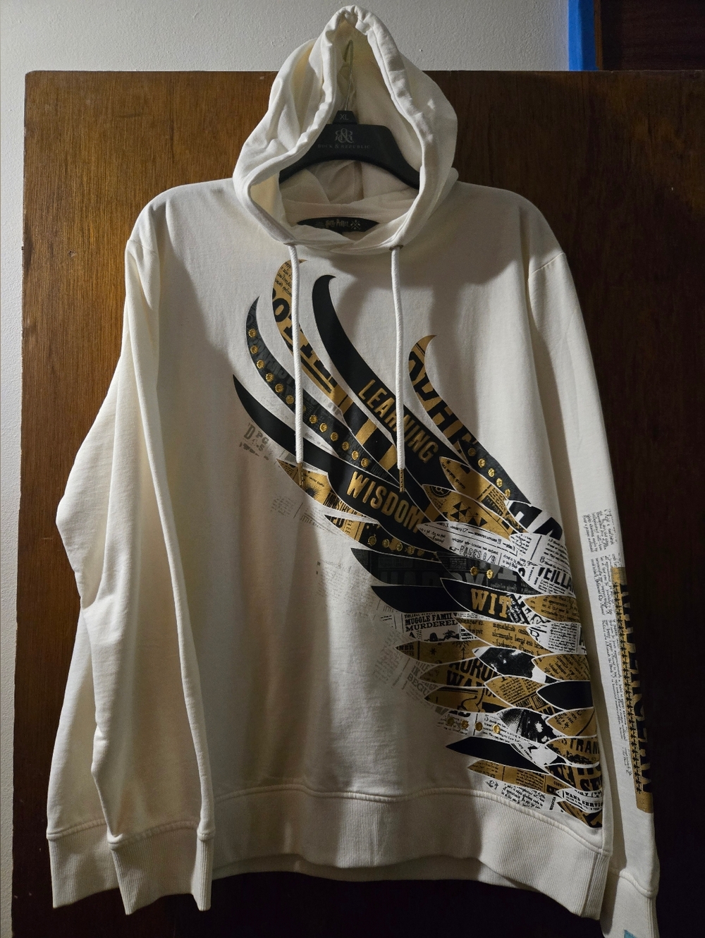 Harry Potter NYC Store EXCLUSIVE White Graphic Hoodie with Ravenclaw Print